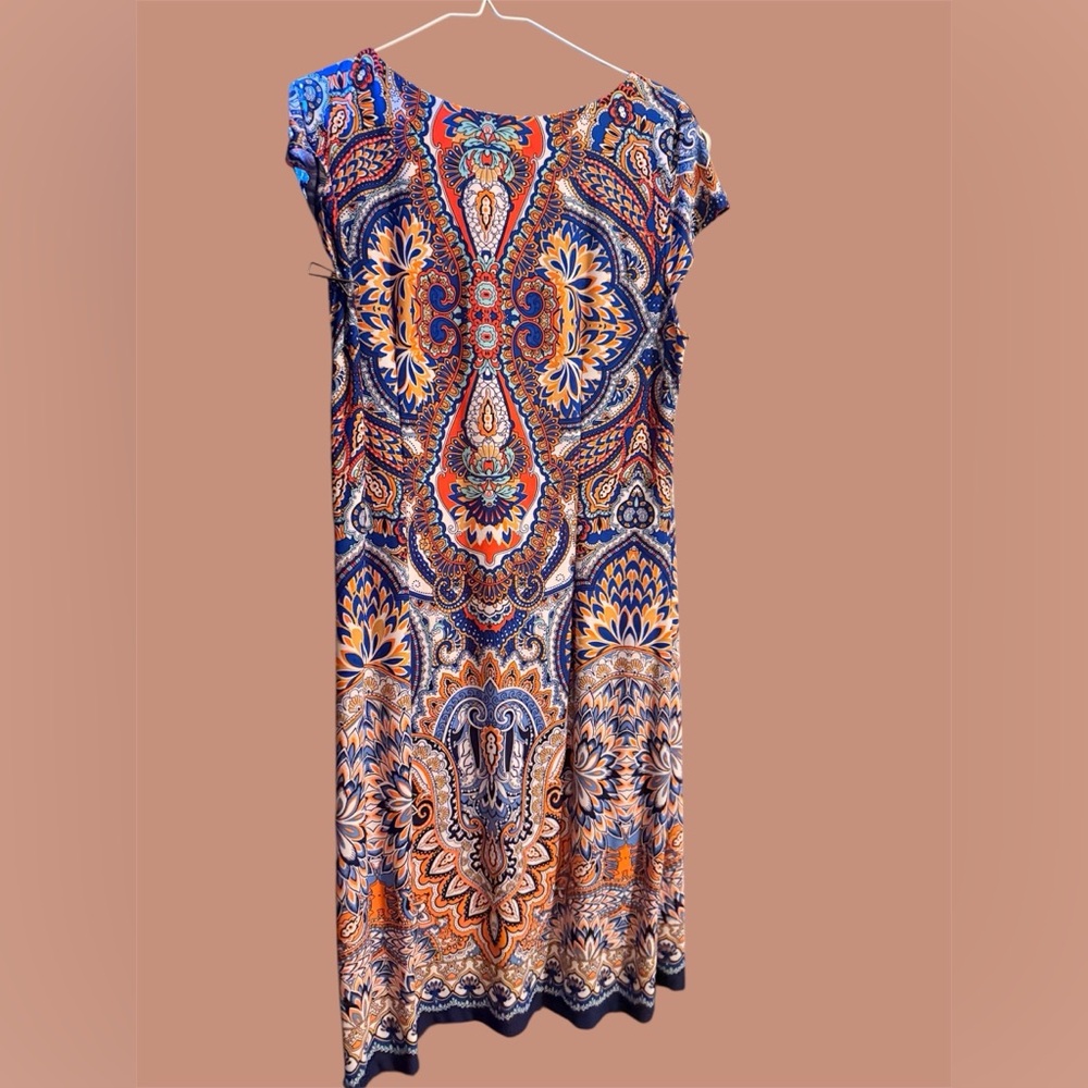 R&K Vibrant Blue and Orange Maxi Dress